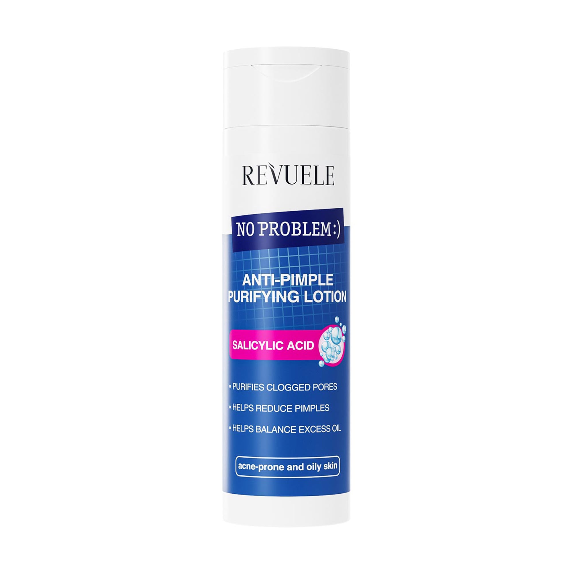 Лосьйон для обличчя Revuele No Problem Anti-Pimple Purifyng Lotion для схильної до акне та жирної шкіри, з саліциловою кислотою, 200 мл